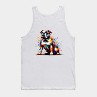 Colorful American Bulldog in Abstract Splash Art Style Tank Top